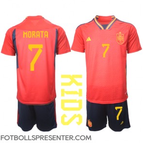 Spanien Alvaro Morata #7 Hemmatröja Barn VM 2022 Kortärmad (+ korta byxor)